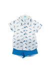 Sardon Boy Car Print Shirt & Short Set, Blue