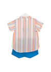 Sardon Boy Striped Shirt & Short Set, Multi