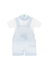 Sardon Boy Pinstripe Embroidered Dungaree & T-Shirt Set, Blue