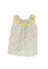 Sardon Girl Petal Print A-Line Dress, Lemon