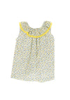 Sardon Girl Petal Print A-Line Dress, Lemon