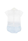 Sardon Boy Peter Pan Shirt & Bloomer Set, Blue & White