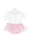 Sardon Girl Gingham T-Shirt & Skirt Set, Pink & White