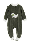 Sardon Baby Velvet Yorkie Bodysuit, Green