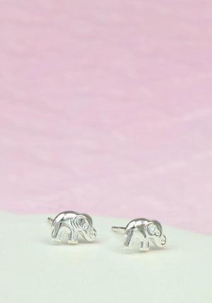 POM Elephant Earrings, Silver