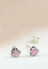 POM Crystal Heart Earrings, Pink