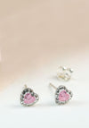 POM Crystal Heart Earrings, Pink