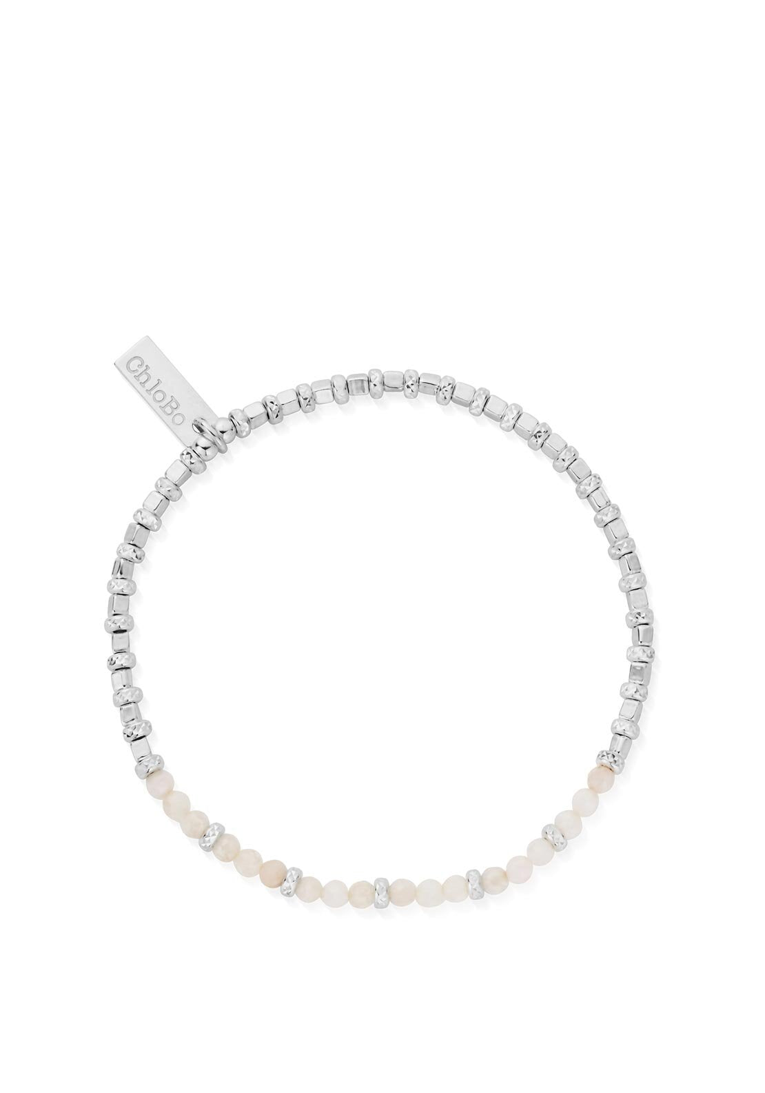 ChloBo Rose Quartz Sparkle Cube Bracelet, Silver