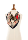 Serafina Collection Chain Print Scarf, Navy & Red