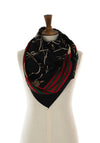 The Serafina Collection Silk Tassel Print Scarf, Black