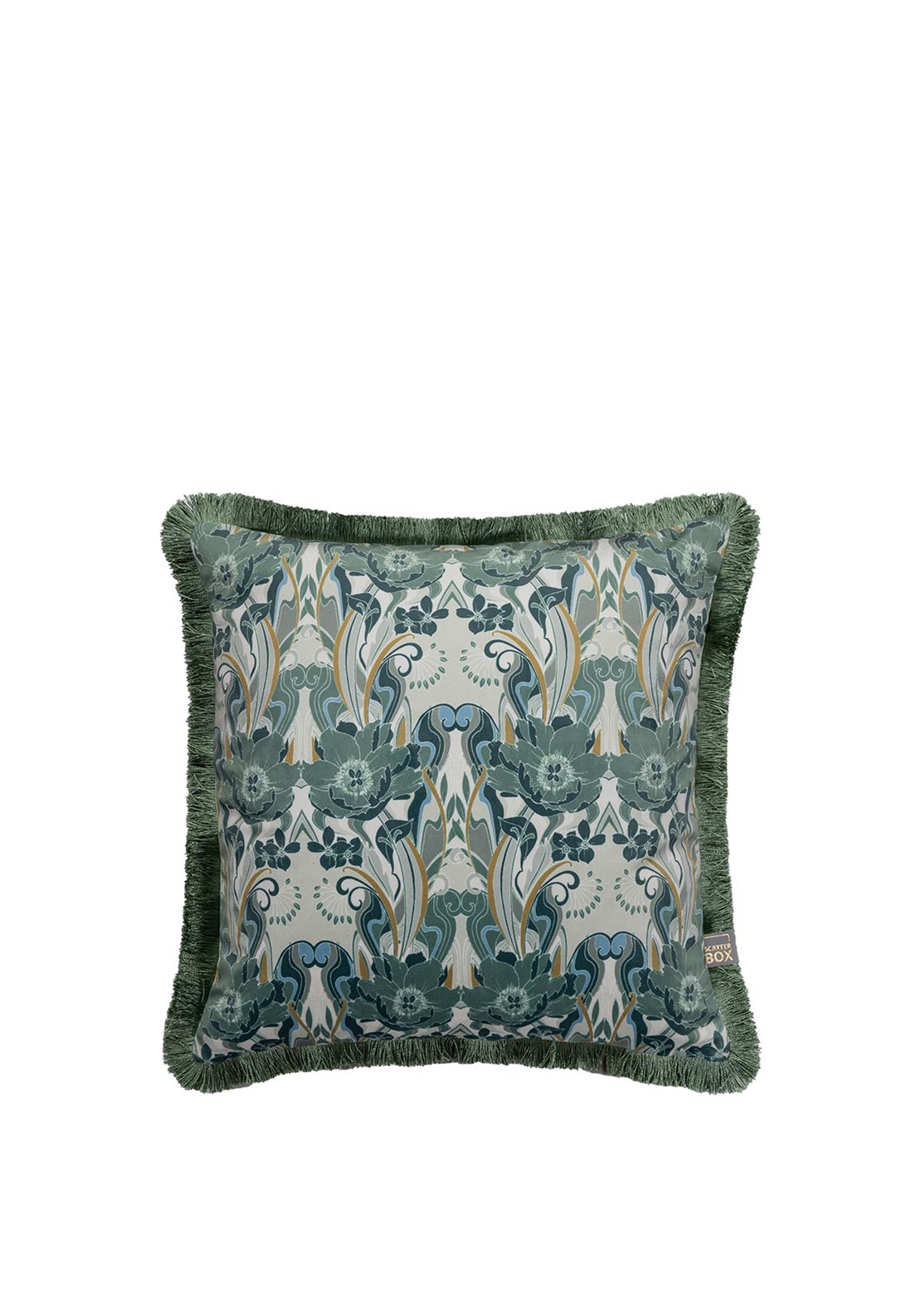 Scatter Box Fringed Noveau Feather Cushion, Green
