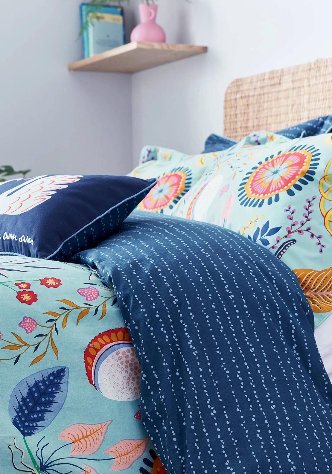 Scion Living Jackfruit & Beanstalk Duvet Cover Set, Sky Multi