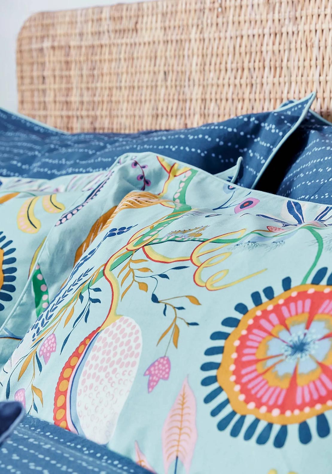 Scion Living Jackfruit & Beanstalk Duvet Cover Set, Sky Multi