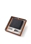 Jos Von Arx Mens Matte Black Leather Wallet and Ball Point Pen Gift Set