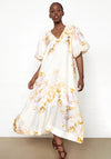 Second Female Angelica Puff Sleeve Maxi Dress, Cream Multi