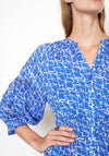 Second Female Dayly Volume Sleeve Shirt Midi Dress, Blue & White