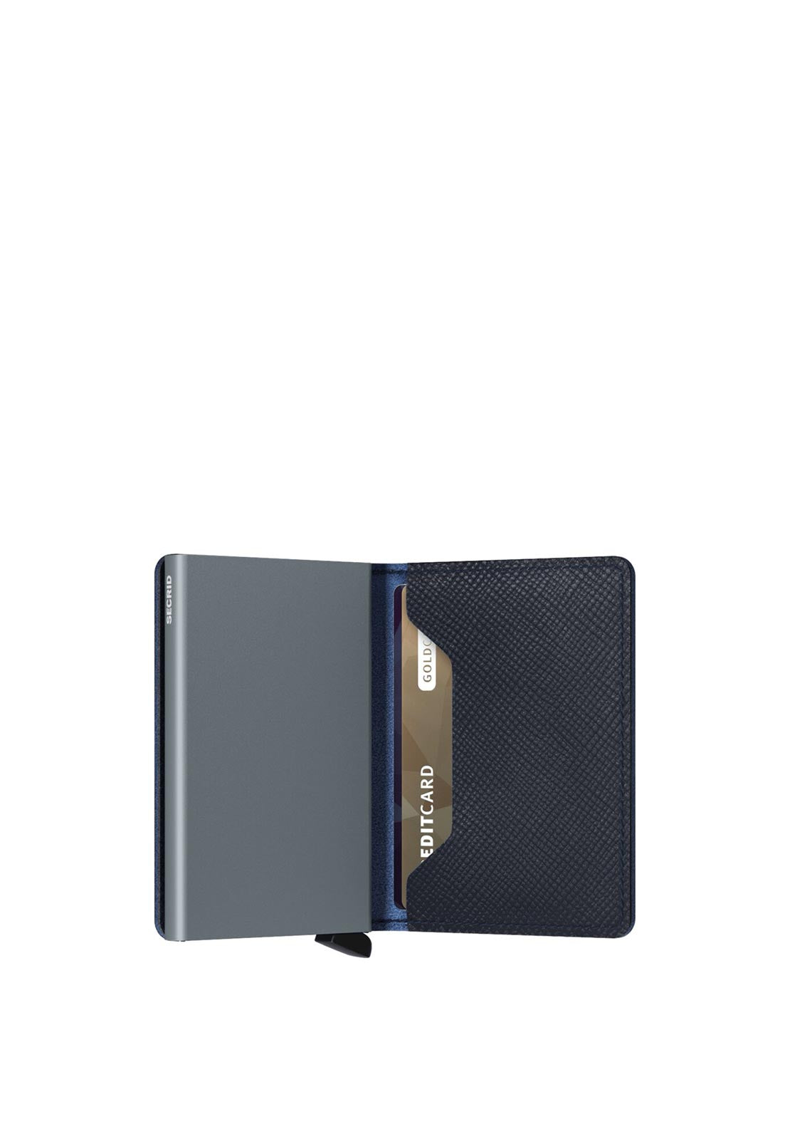 Secrid Leather Slim Wallet, Saffiano Navy