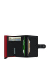 Secrid Leather Mini Wallet, Matte Black & Red