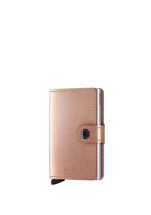 Secrid Leather Mini Wallet, Metallic Rose