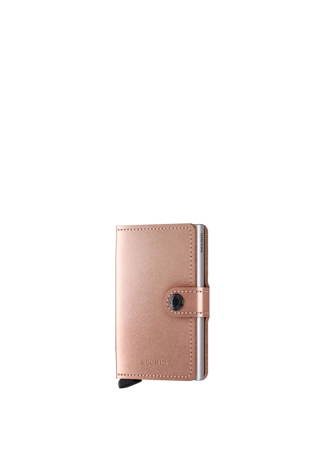 Secrid Leather Mini Wallet, Metallic Rose