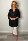 Serafina Collection One Size Long Button Shirt, Black