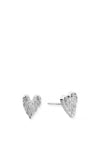 Chlobo Leaf Heart Stud Earrings, Silver