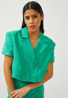 Setre Cropped Jacket Two Piece Linen Suit, Green