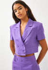 Setre Cropped Jacket Two Piece Linen Suit, Purple