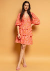 Seventy1 Bishop Sleeve Tiered Mini Dress, Orange & Pink