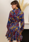 Seventy1 Floral Pleated Mini Shirt Dress, Blue