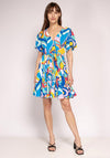 Seventy1 Vibrant Print Pleated Mini Dress, Blue Multi