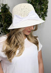 Seventy1 Bow Woven Cloche Hat, White