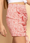 Seventy1 Printed Ruched Tie Mini Skirt, Red