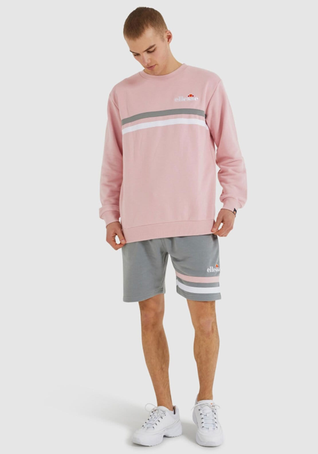 Ellesse Mens Bellucci Crew Neck Sweater, Light Pink