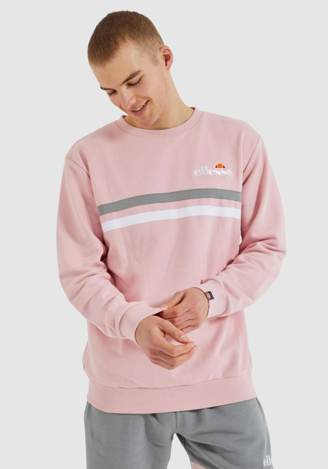 Ellesse Mens Bellucci Crew Neck Sweater, Light Pink