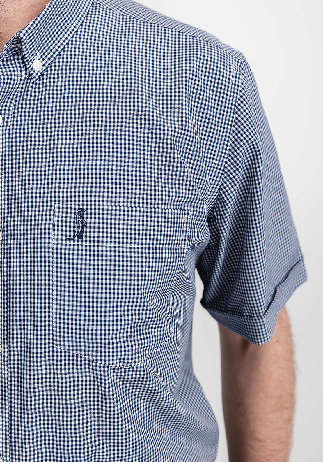 6th Sense Check Short Sleeve Shirt, Navy & White
