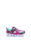 Skechers Heart Lights Rainbow Trainers, Black Multi