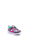 Skechers Heart Lights Rainbow Trainers, Black Multi