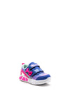 Skechers Girls S-Lights Glitter Bow Trainers, Blue Pink