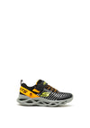 Skechers Boys S-Lights Velcro Strap Trainers, Black