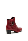 Gabor Comfort Wide G Fit Ring Buckle Leather Ankle Boot, Red