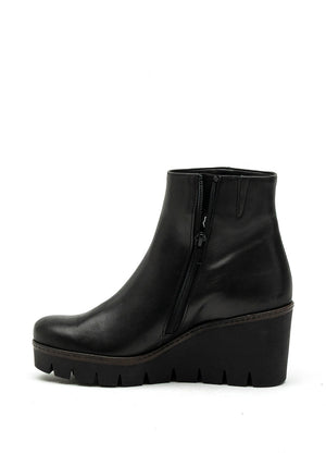 Gabor Leather Wedge Ankle Boots, Black