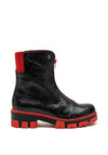 Jose Saenz Colour Block Chunky Zip Front Boot, Black & Red