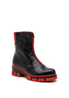 Jose Saenz Colour Block Chunky Zip Front Boot, Black & Red
