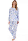 Slenderella Floral Scallop Neck Pyjama Set, Blue