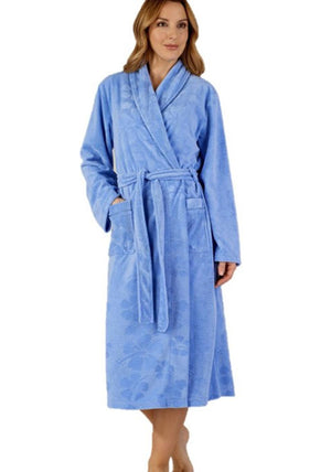 Slenderella Floral Embossed Housecoat, Blue