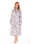 Slenderella Fleece Floral Print Dressing Gown, Blue