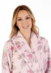 Slenderella Fleece Floral Print Dressing Gown, Pink