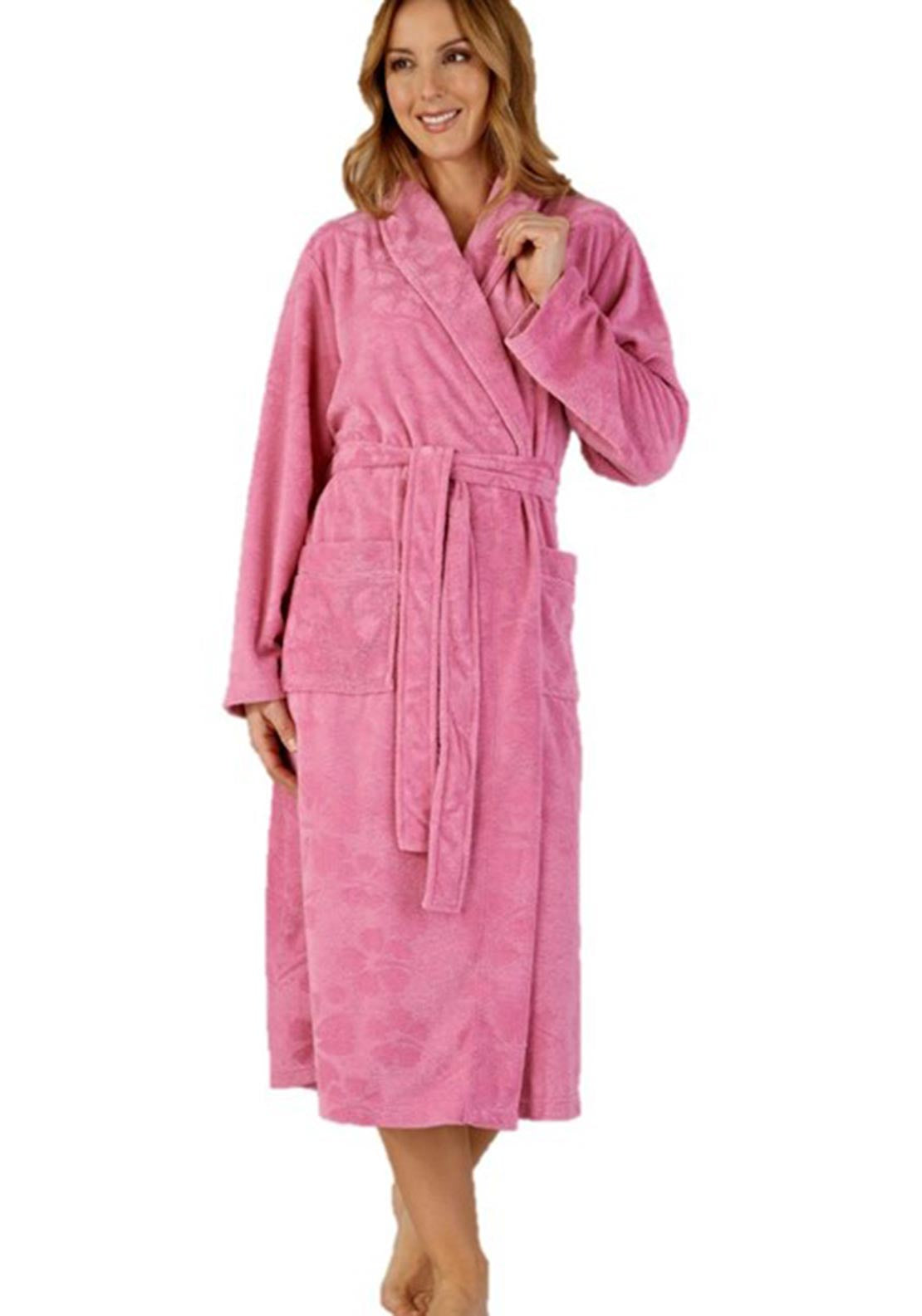 Slenderella Floral Embossed Housecoat, Pink