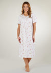Slenderella Floral Short Sleeve Nightdress, White